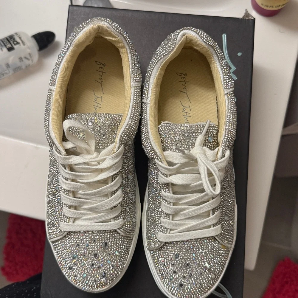 Betsey Johnson Silver Glitter Sneakers - Picture 4 of 5